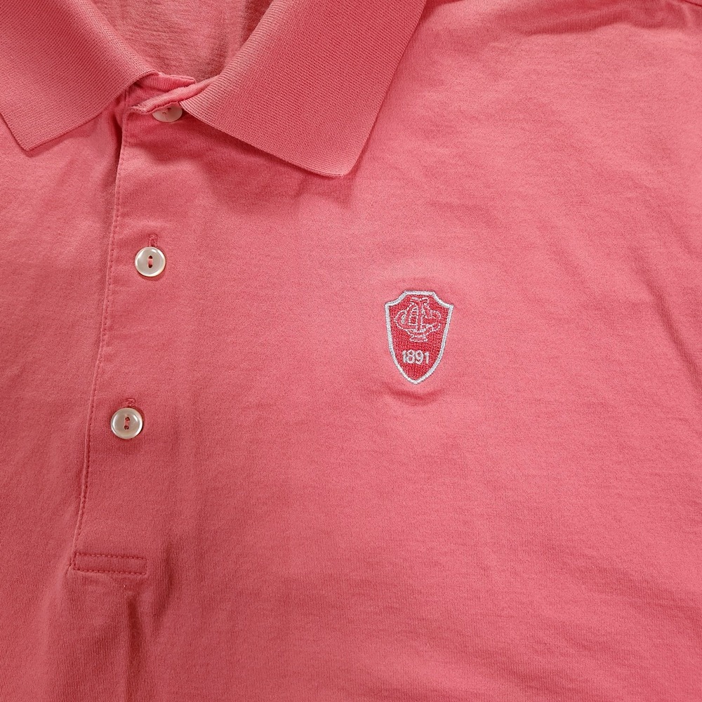 Peter Millar Polo Shirt Mens XL Pink Red Excellent Golf Course Logo Short Sleeve - Picture 7 of 9